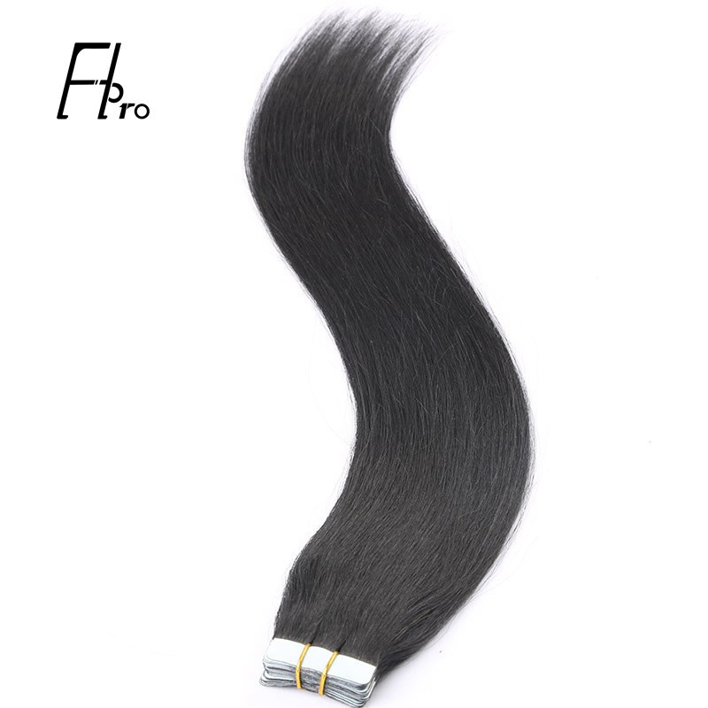 Premium Virgin Hair 1# Tape Hair Extensions Straight 18 inches